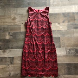 Jessica Simpson Red Black Mock Lace Dress